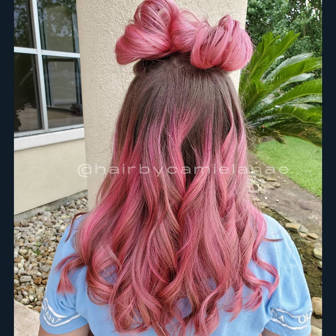 Pink and teal fantasy color bob